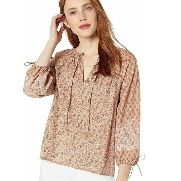 Lucky Brand Tops - NWOT Lucky Brand Embroidered Sleeve Peasant Cotton Top. S